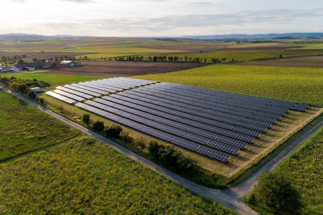 Solarpanele auf einem Acker