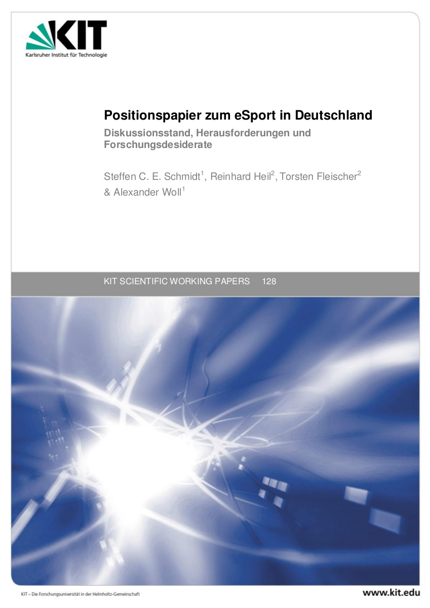 Positionspapier zum eSport in Deutschland: Diskussionsstand, Herausforderungen und Forschungsdesiderate