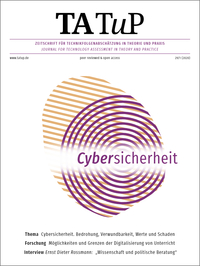 TATuP 1/2020 „Cybersicherheit. Bedrohung, Verwundbarkeit, Werte und Schaden“