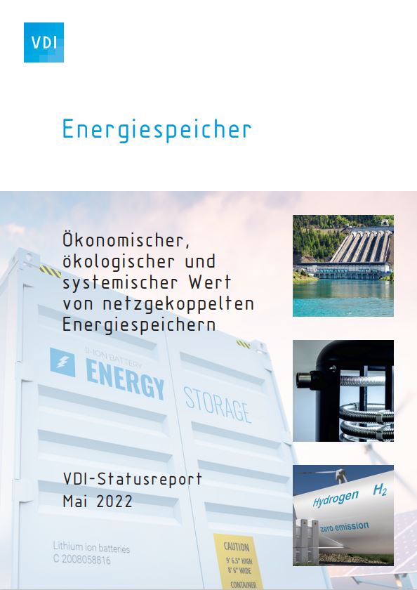 Cover VDI-Statusreport „Ökonomischer, ökologischer und systemischer Wert von netzgekoppelten Energiespeichern“ 