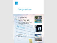 Cover VDI-Statusreport „Ökonomischer, ökologischer und systemischer Wert von netzgekoppelten Energiespeichern“ 